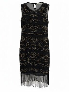 Hazel sheer beaded roaring 20s flapper dress